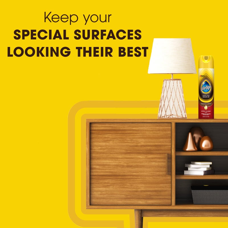 Pledge Moisturizing Wood Oil, Furniture Reviving Spray, Amber & Argan Scent, 9.7oz - Image 3